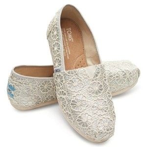 TOMS Silver Glitter Crochet Classics - Size 5